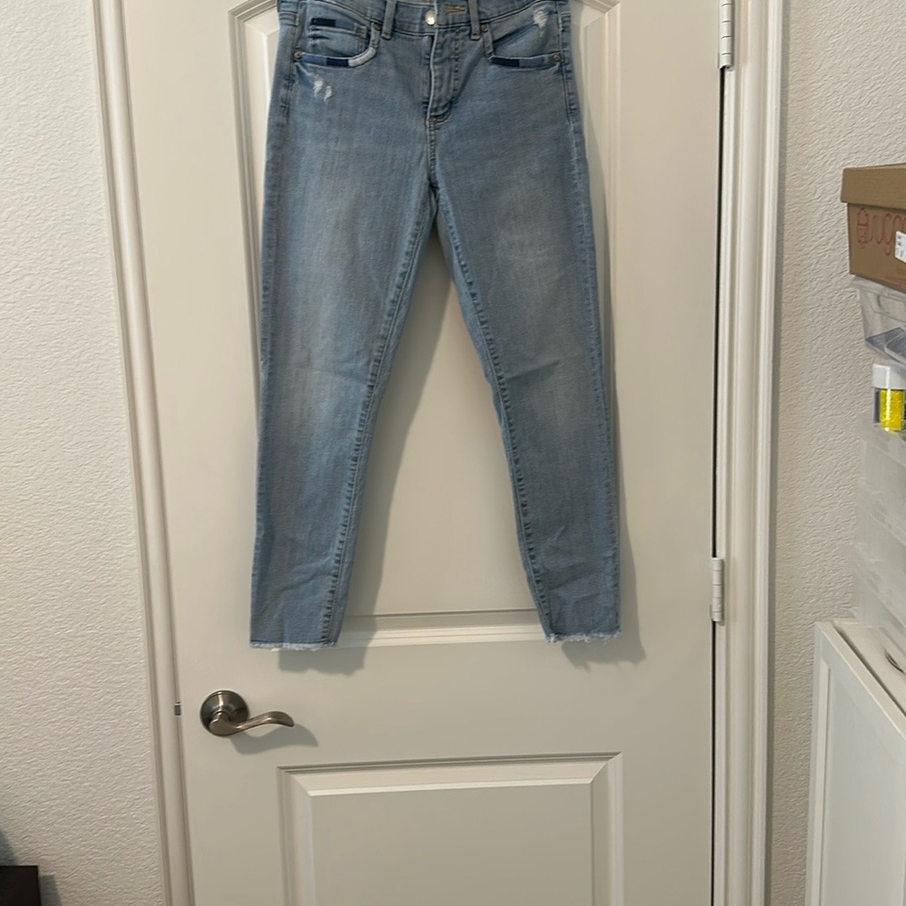 LOFT Blue Ankle Cropped Jeans with Natural Fading